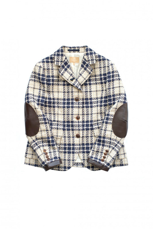 Nigel Cabourn woman - RIDING JACKET LINEN TWEED CHECK - NAVY