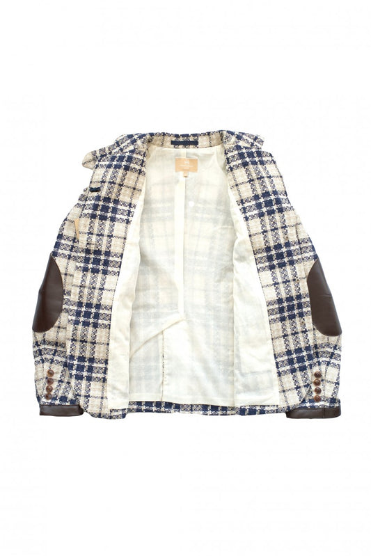 Nigel Cabourn woman - RIDING JACKET LINEN TWEED CHECK - NAVY