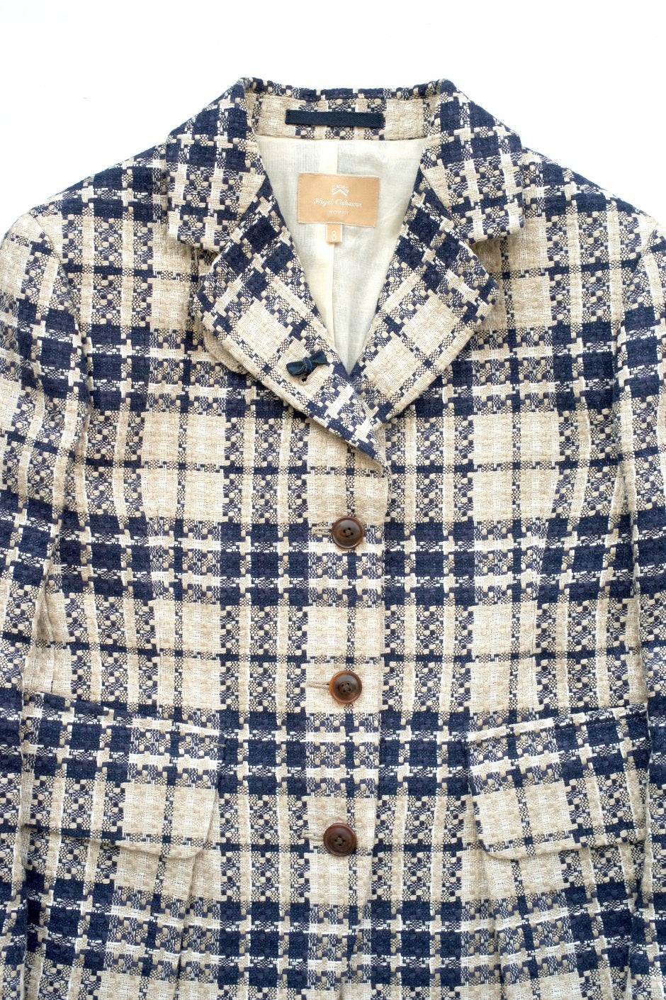 Nigel Cabourn woman - RIDING JACKET LINEN TWEED CHECK - NAVY