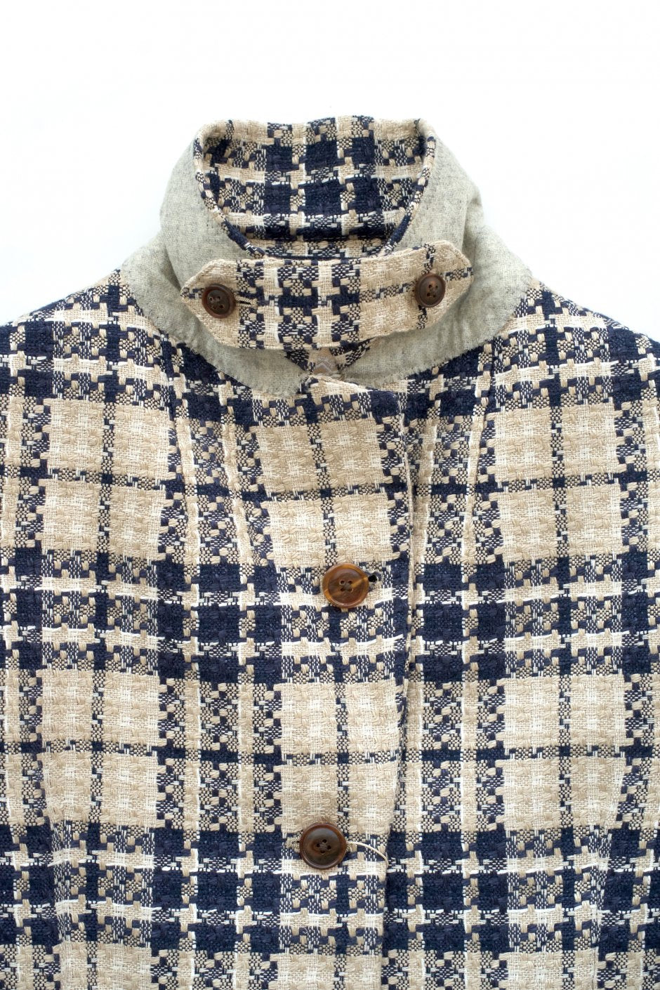 Nigel Cabourn woman - RIDING JACKET LINEN TWEED CHECK - NAVY