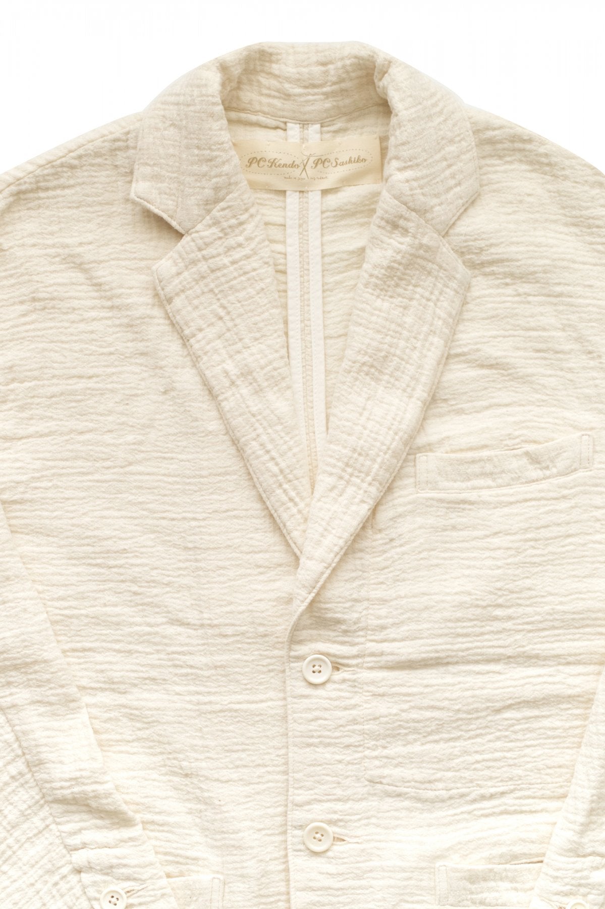 Porter Classic - SASHIKO LINEN PREMIUM CLASSIC JACKET - WHITE