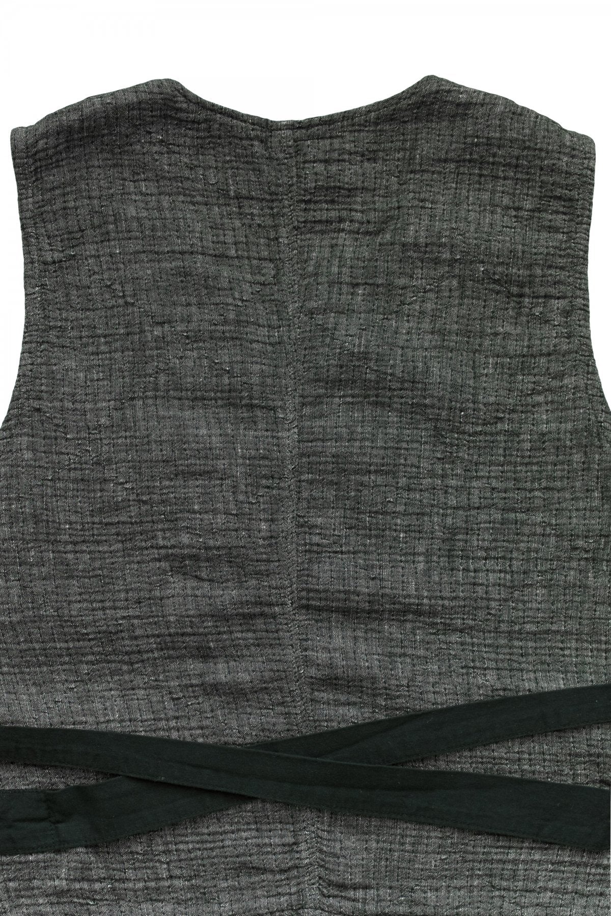 Porter Classic - SASHIKO LINEN PREMIUM CLASSIC VEST - BLACK