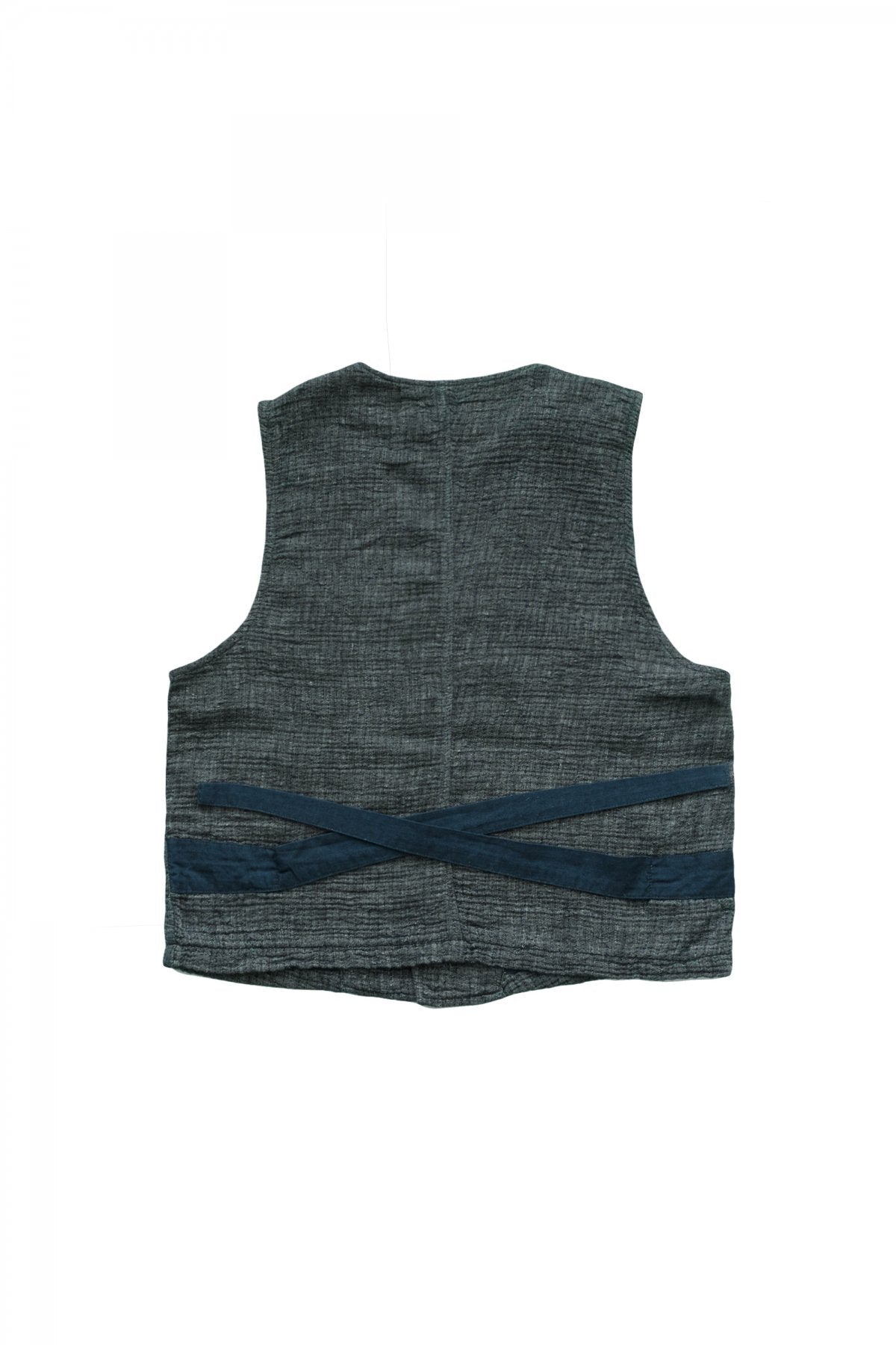 Porter Classic - SASHIKO LINEN PREMIUM CLASSIC VEST - BLUE