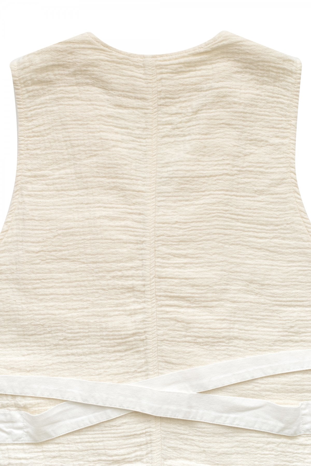 Porter Classic - SASHIKO LINEN PREMIUM CLASSIC VEST - WHITE