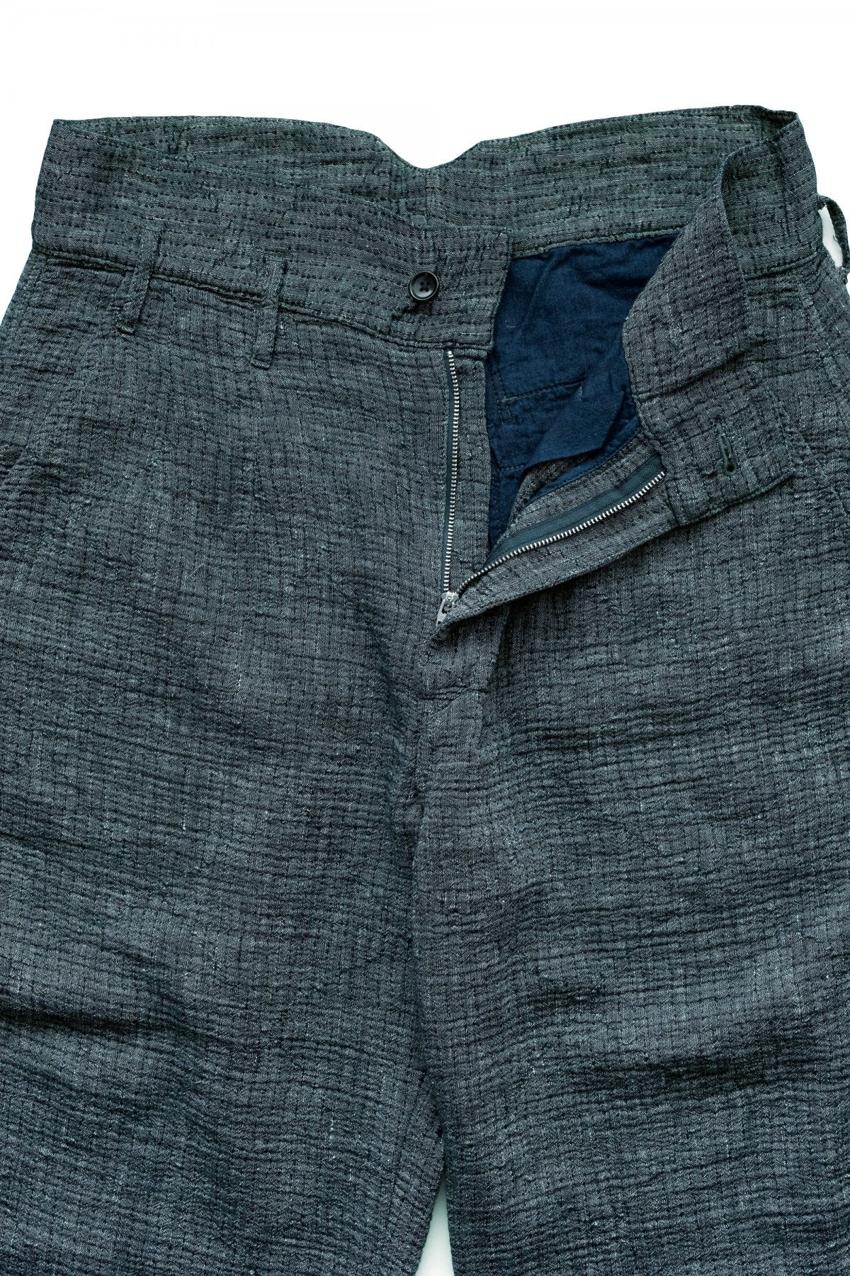 Porter Classic - SASHIKO LINEN PREMIUM CLASSIC PANTS - BLUE