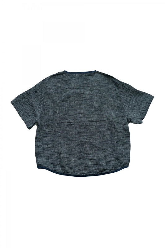 Porter Classic - SASHIKO LINEN PREMIUM SHORT SLEEVE SHIRT - BLUE