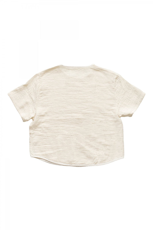 Porter Classic - SASHIKO LINEN PREMIUM SHORT SLEEVE SHIRT - WHITE