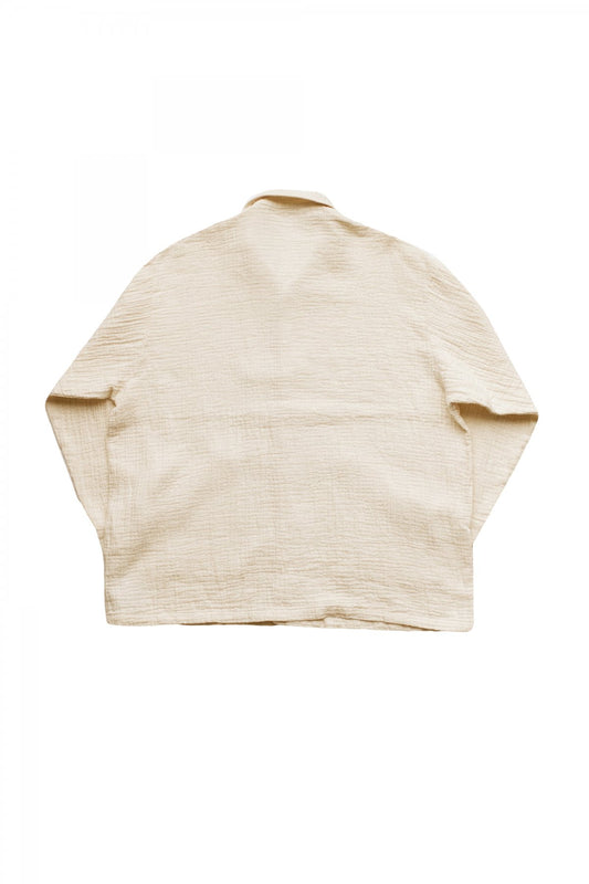 Porter Classic - SASHIKO LINEN PREMIUM PAJAMA CARDIGAN - WHITE