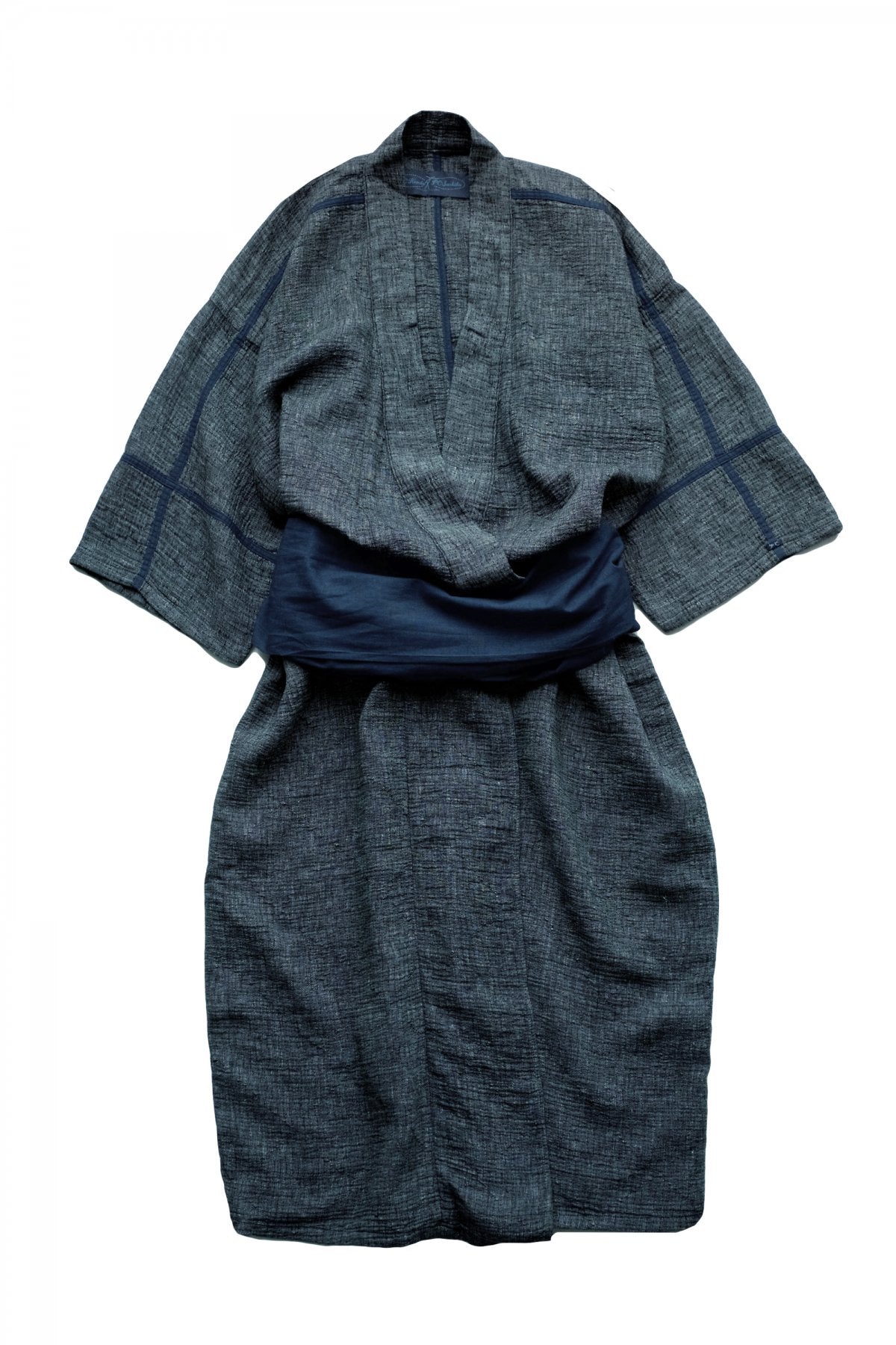 Porter Classic - SASHIKO LINEN PREMIUM YABO YUKATA - BLUE