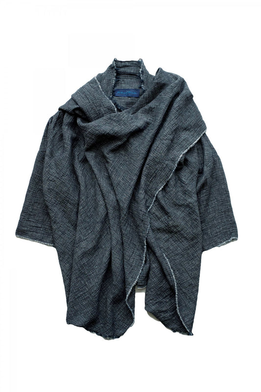 Porter Classic - SASHIKO LINEN PREMIUM GANDHI ROBE - BLUE