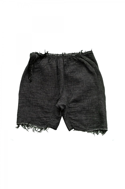 Porter Classic - SASHIKO LINEN PREMIUM GANDHI SHORTS - BLACK