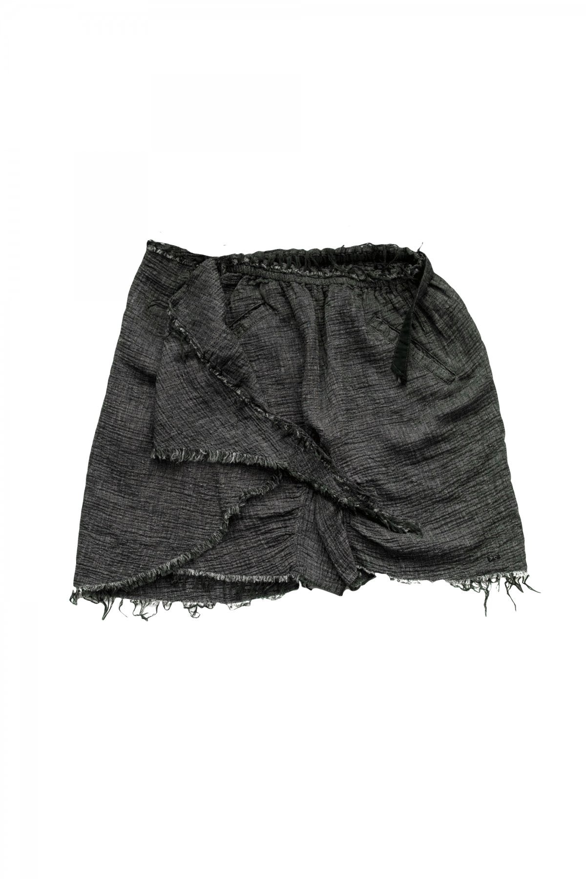 Porter Classic - SASHIKO LINEN PREMIUM GANDHI SHORTS - BLACK