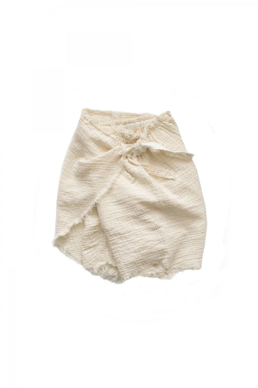 Porter Classic - SASHIKO LINEN PREMIUM GANDHI SHORTS - WHITE