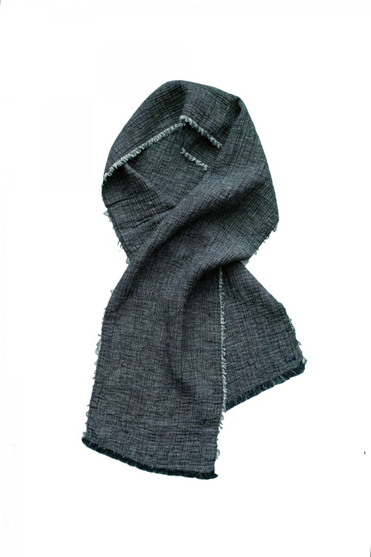 Porter Classic - SASHIKO LINEN PREMIUM SOFT STOLE - BLUE