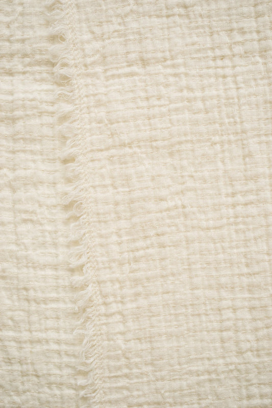 Porter Classic - SASHIKO LINEN PREMIUM SOFT STOLE - WHITE