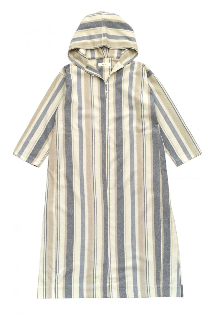 WRYHT - CONE HOODED MAXI TUNIC - AZUR STRIPE