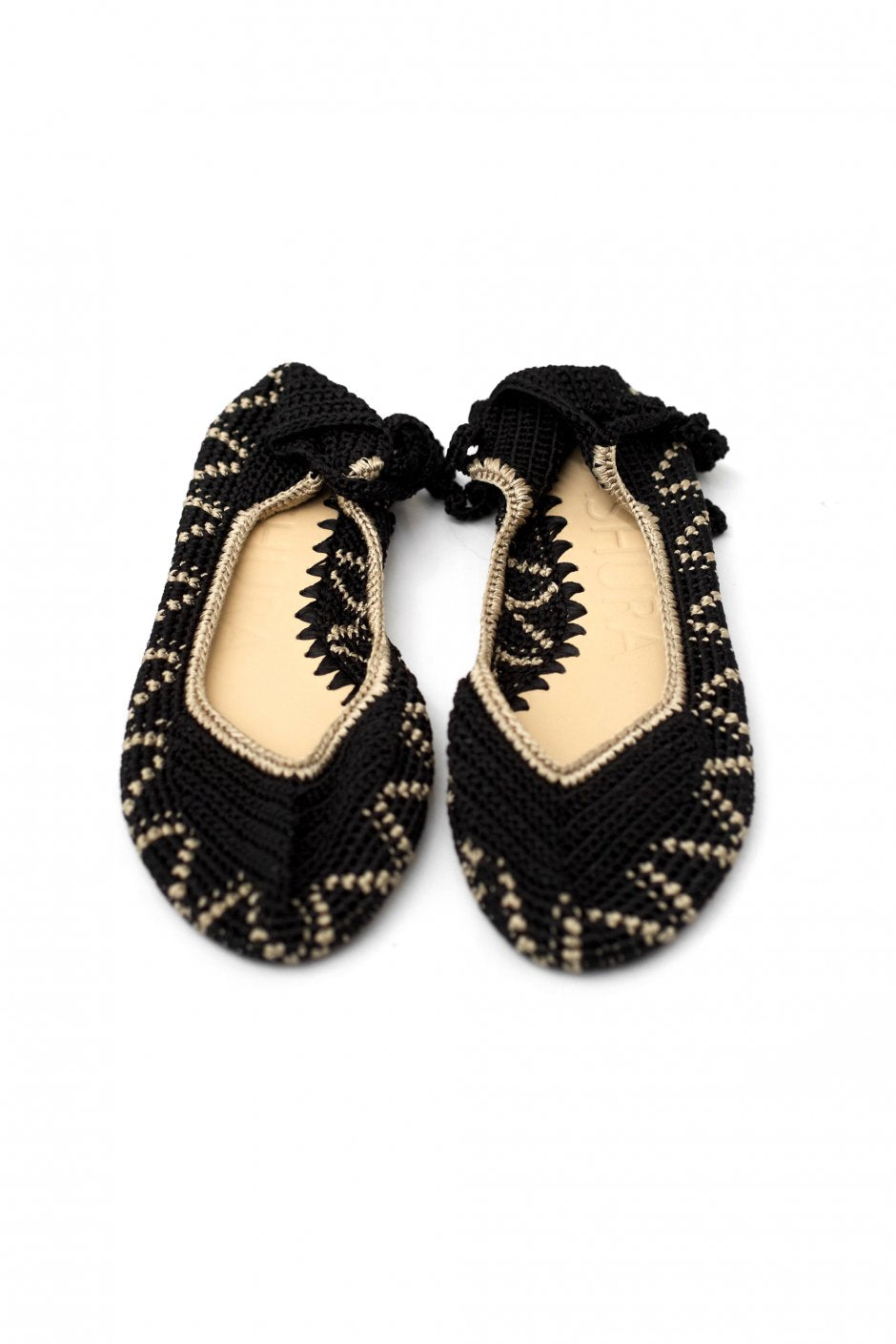 KASHURA - LACE UP BALLET SHOES - PEPPER BLACK