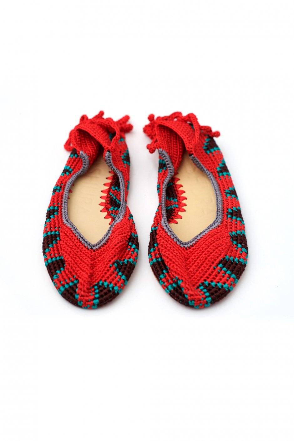 KASHURA - LACE UP BALLET SHOES - POMEGRANATE RED