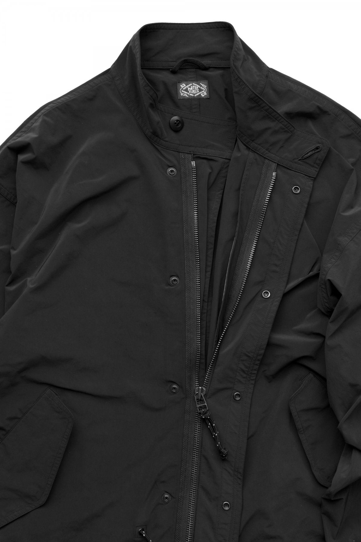 Porter Classic - SUPER NYLON STRETCH MILITARY COAT - BLACK