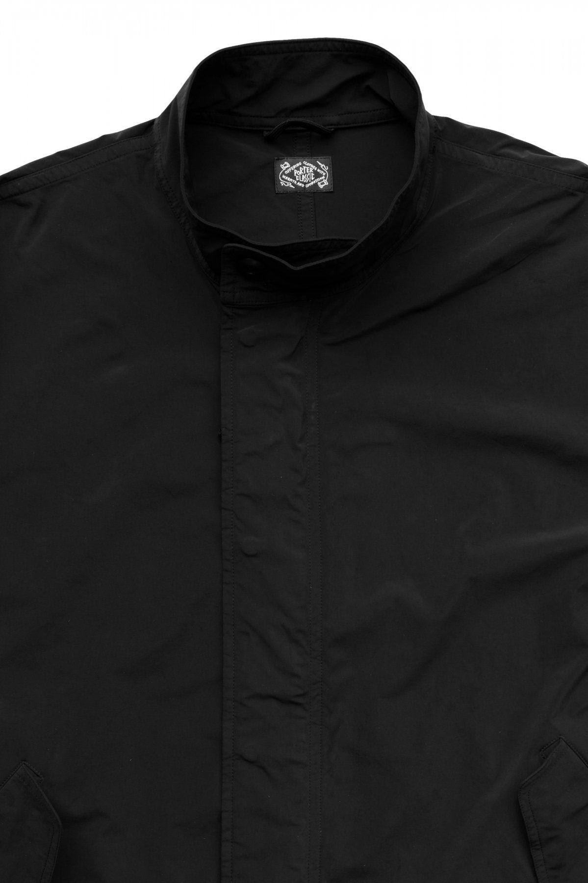 Porter Classic - SUPER NYLON STRETCH MILITARY COAT - BLACK