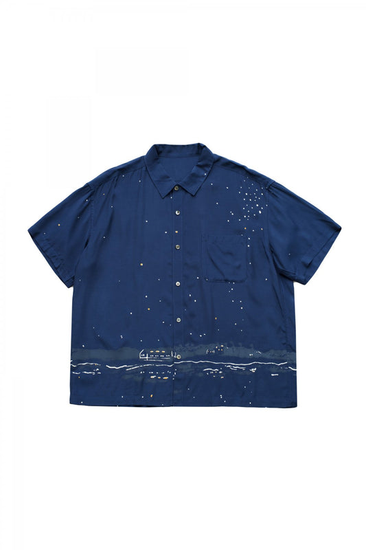 Porter Classic - HONOLULU MOON NIGHT ALOHA SHIRT - NAVY