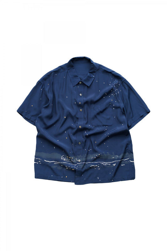 Porter Classic - HONOLULU MOON NIGHT ALOHA SHIRT - NAVY