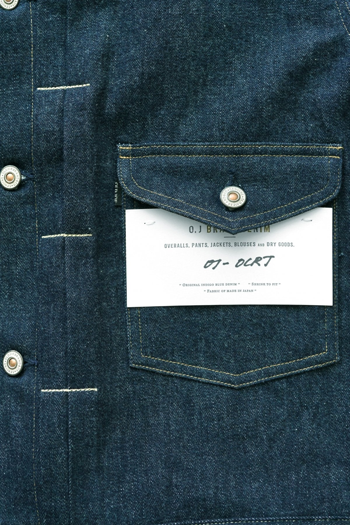 OLD JOE - OPEN COLLAR RANCH JACKET - INDIGO DENIM