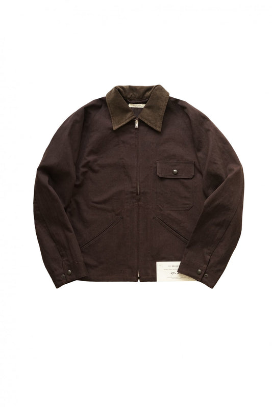 OLD JOE - ROLL COLLAR ZIP JACKET - WHISKEY DUCK