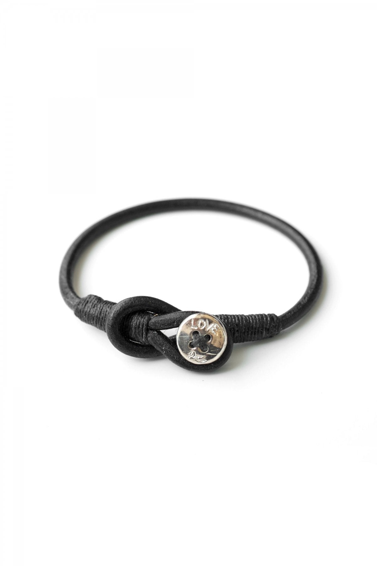 Porter Classic - LEATHER BRACELET W/ SILVER BUTTON - BLACK