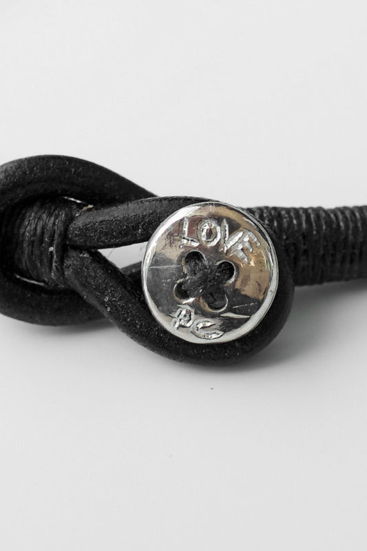 Porter Classic - LEATHER BRACELET W/ SILVER BUTTON - BLACK