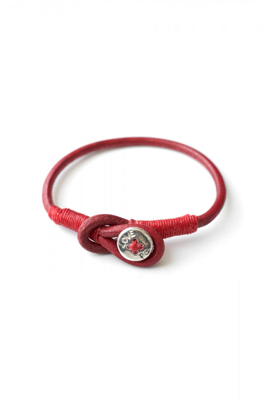 Porter Classic - LEATHER BRACELET W/ SILVER BUTTON - RED