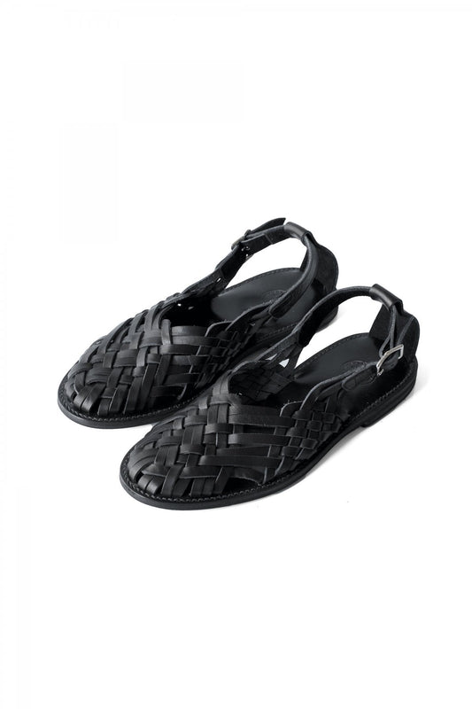 OLD JOE - "The Sculptor" ITALIAN LEATHER HURACHE SANDALS - BLACK