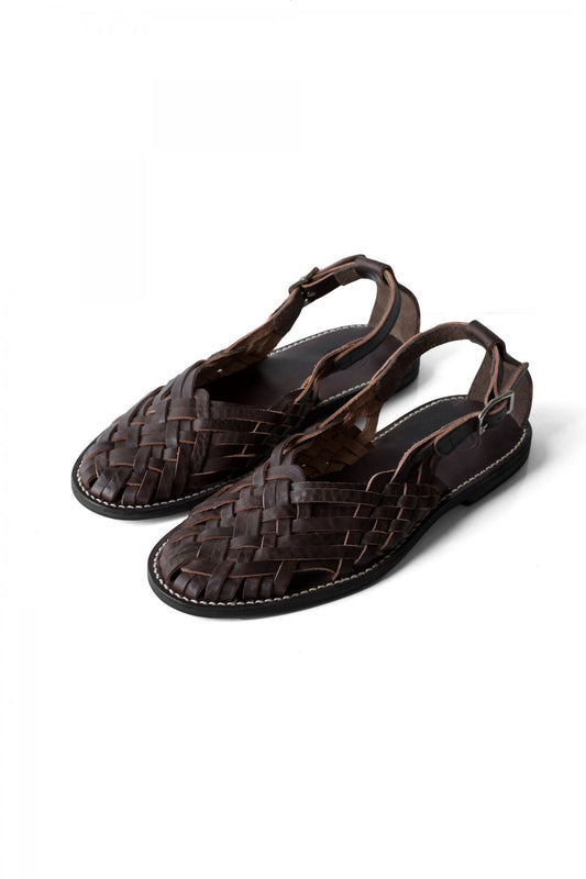 OLD JOE - "The Sculptor" ITALIAN LEATHER HURACHE SANDALS - WALNUT