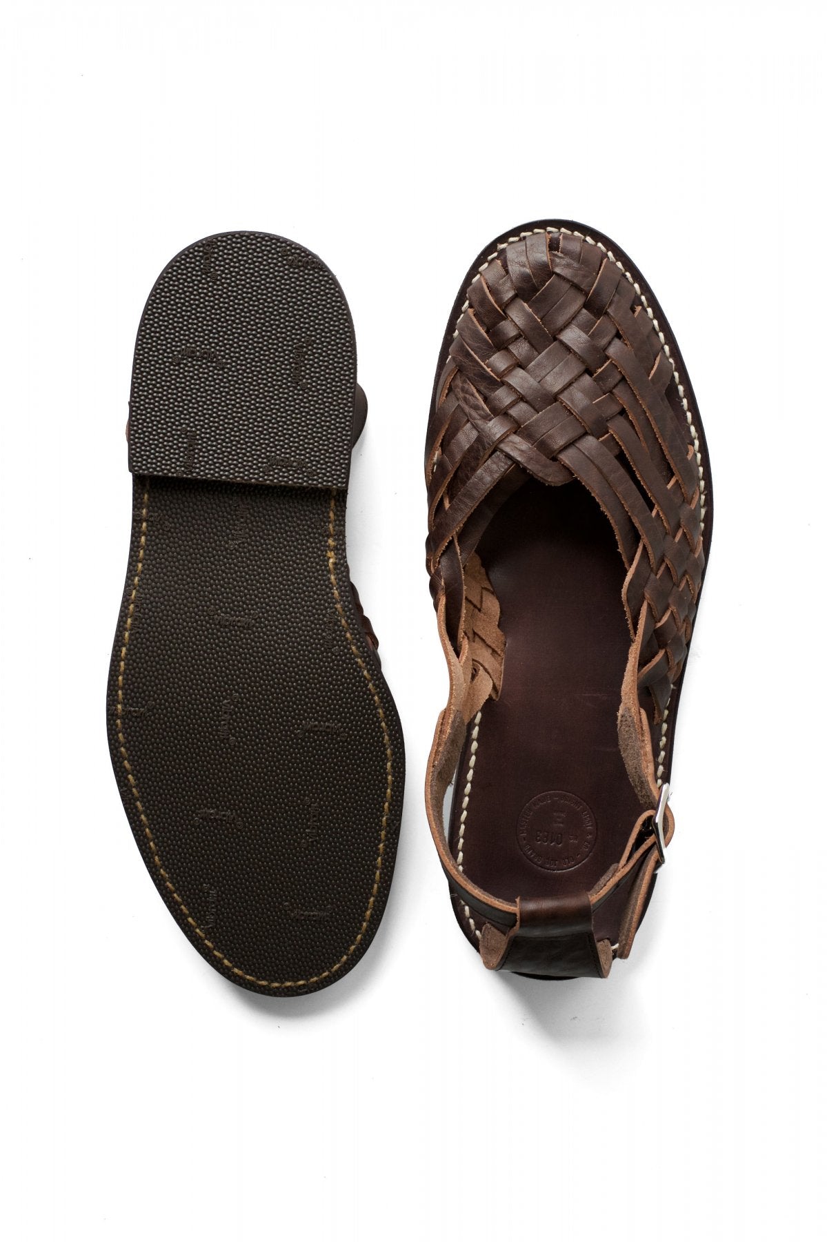 OLD JOE - "The Sculptor" ITALIAN LEATHER HURACHE SANDALS - WALNUT