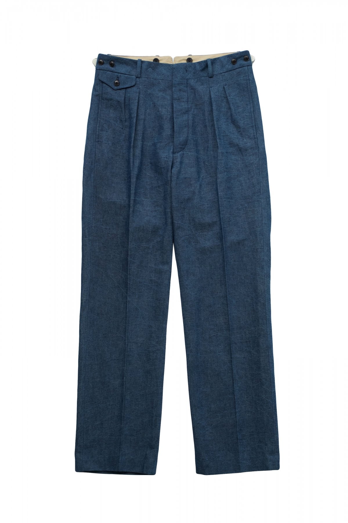 OLD JOE - DOUBLE-PLEATED DRAPE TROUSER - FADE CHAMBRAY