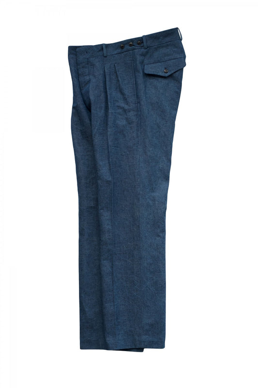 OLD JOE - DOUBLE-PLEATED DRAPE TROUSER - FADE CHAMBRAY