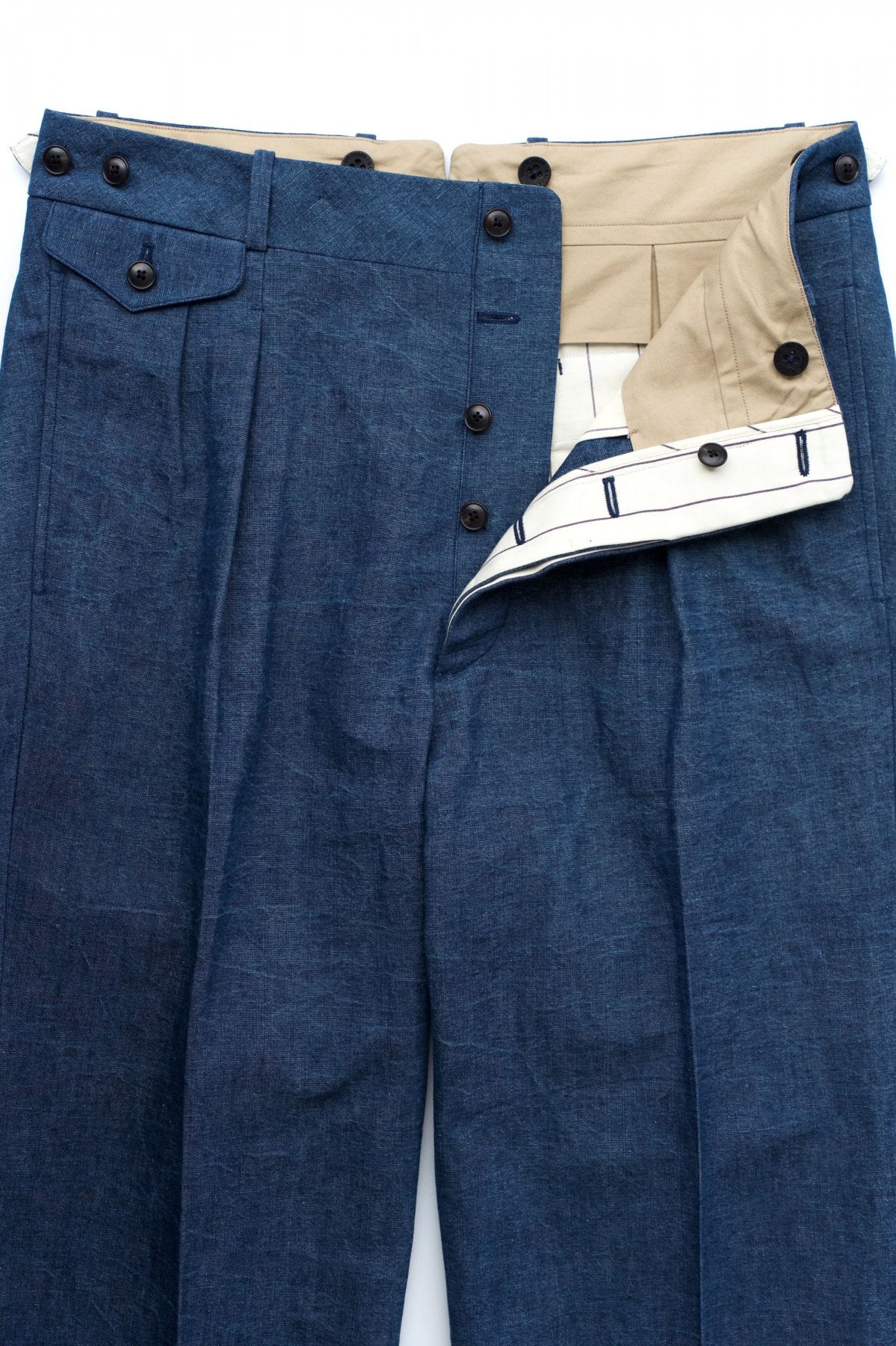 OLD JOE - DOUBLE-PLEATED DRAPE TROUSER - FADE CHAMBRAY