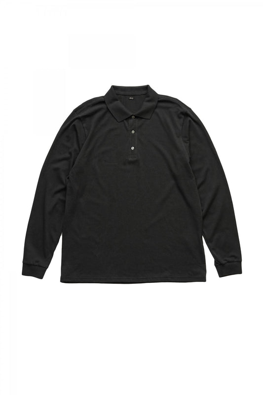 Porter Classic - SUVIN GOLD POLO SHIRT LONG SLEEVE - BLACK