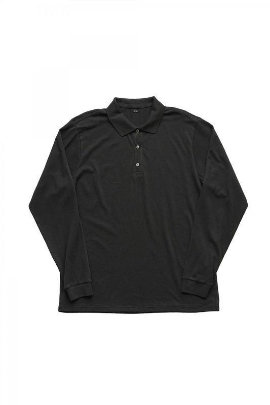 Porter Classic - SUVIN GOLD POLO SHIRT LONG SLEEVE - BLACK