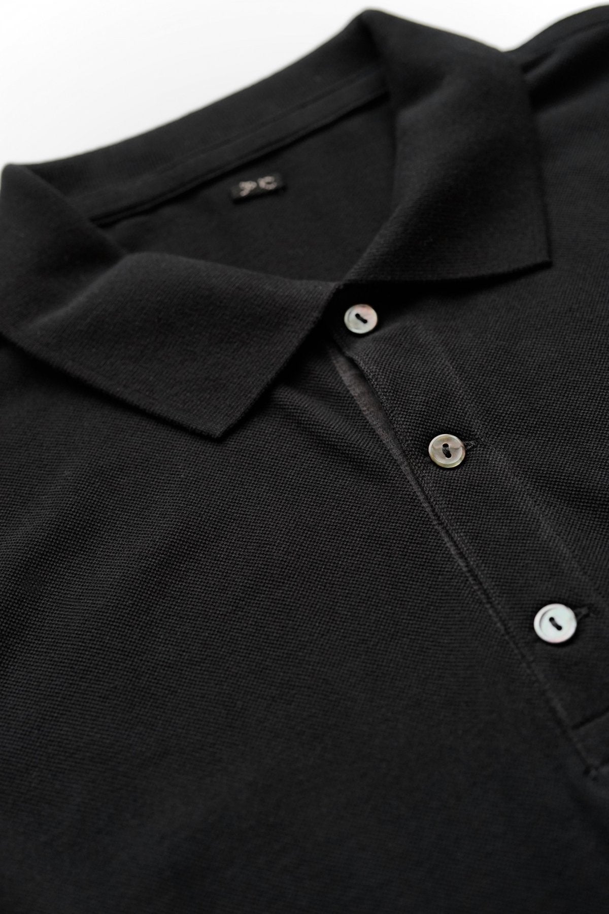 Porter Classic - SUVIN GOLD POLO SHIRT LONG SLEEVE - BLACK