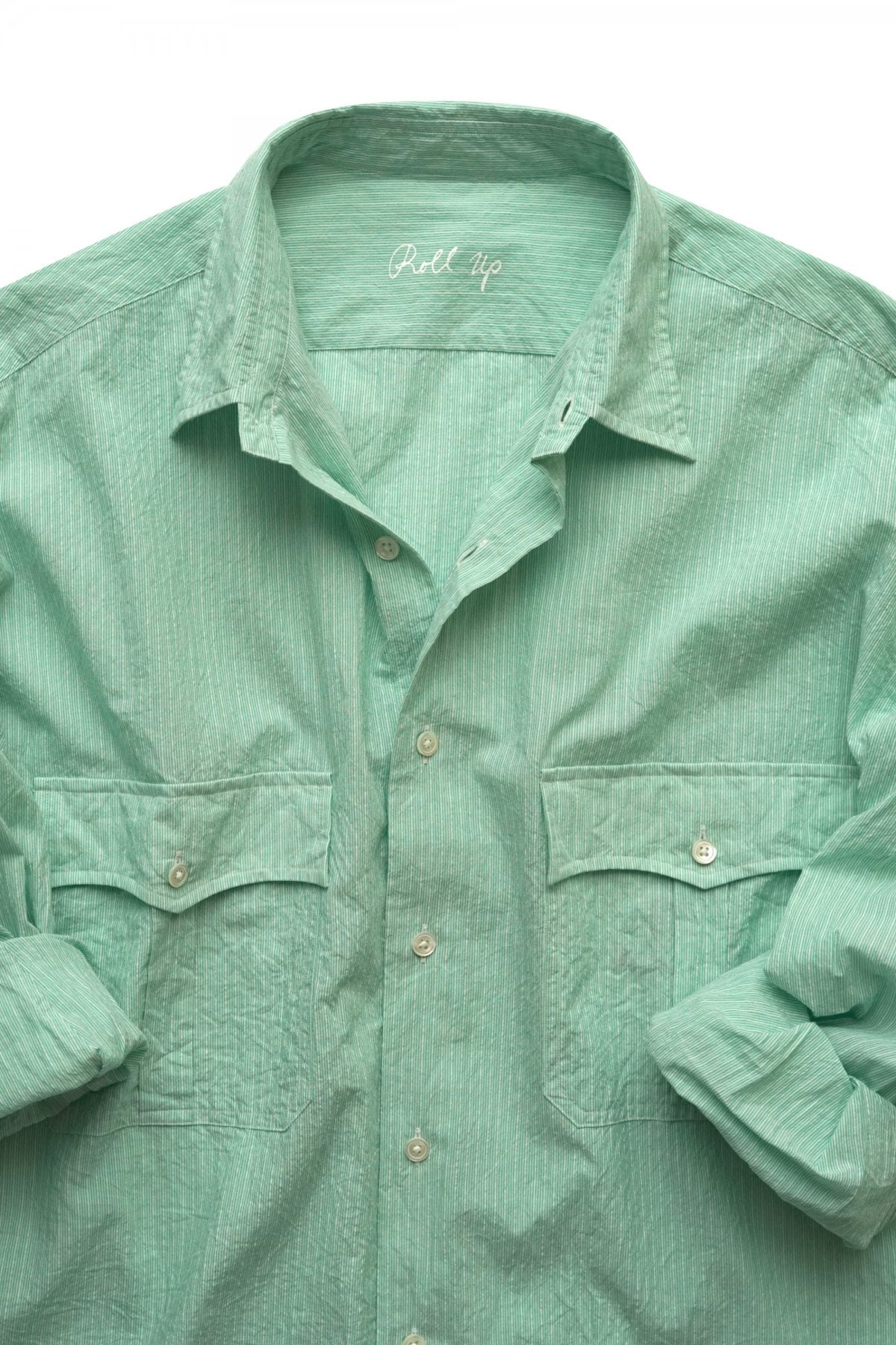 Porter Classic - ROLL UP STRIPE SHIRT - GREEN