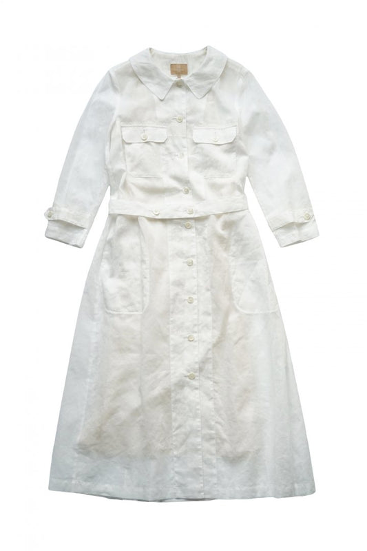 Nigel Cabourn woman - WORK DRESS - CHIFFON - WHITE