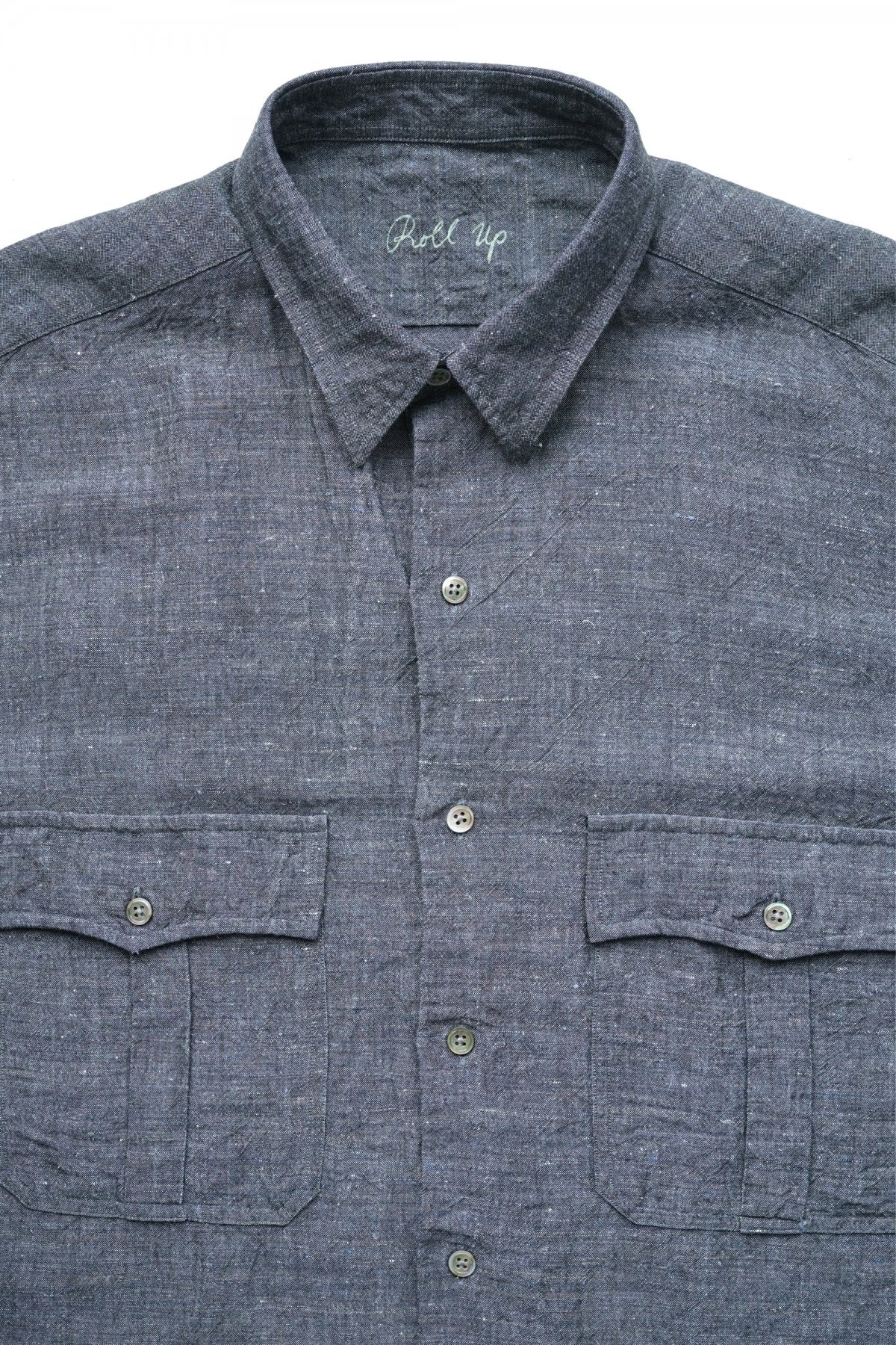 Porter Classic - ROLL UP BAMBOO LINEN SHIRT - NAVY