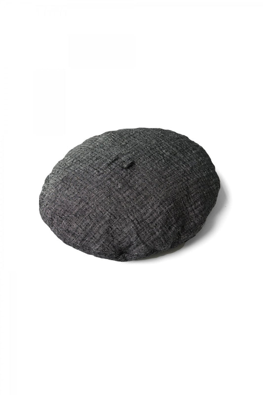 Porter Classic - SASHIKO LINEN PREMIUM SOFT JAZZ BERET - BLACK