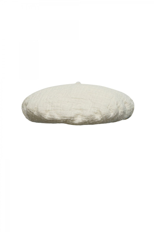 Porter Classic - SASHIKO LINEN PREMIUM SOFT JAZZ BERET - WHITE