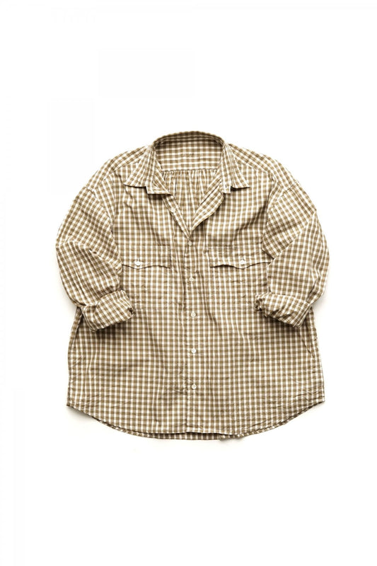 Porter Classic - ROLL UP TRICOLOR GINGHAM CHECK SHIRT - GOLD