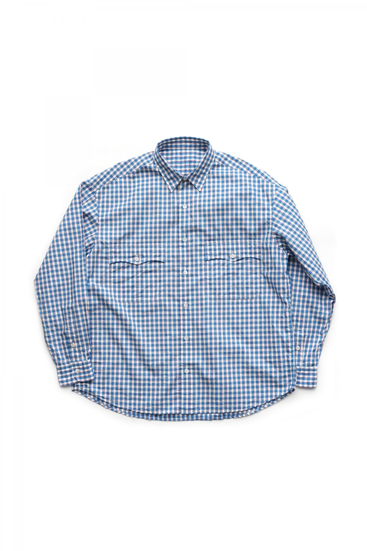 Porter Classic - ROLL UP TRICOLOR GINGHAM CHECK SHIRT - BLUE