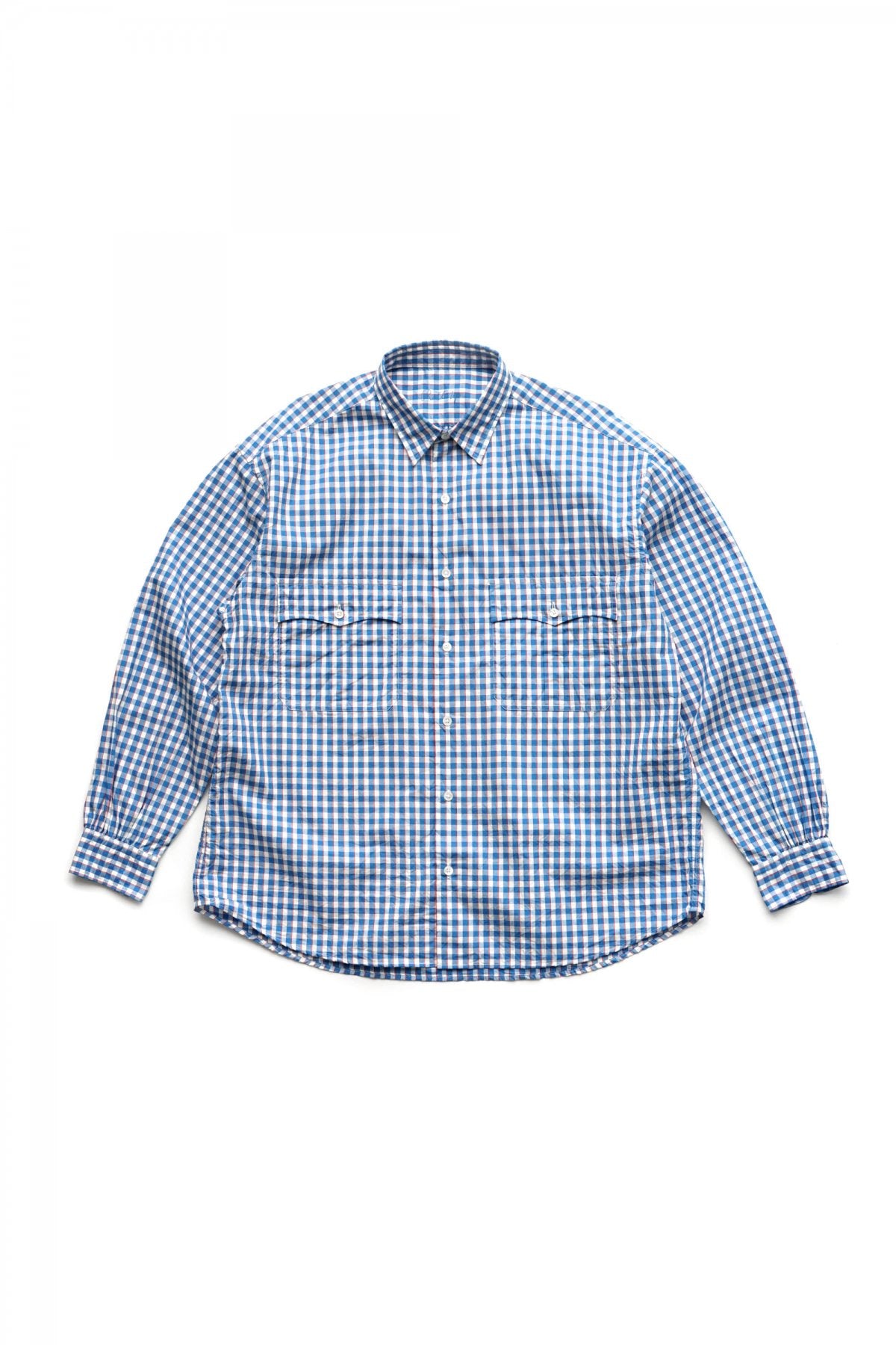 Porter Classic - ROLL UP TRICOLOR GINGHAM CHECK SHIRT - BLUE