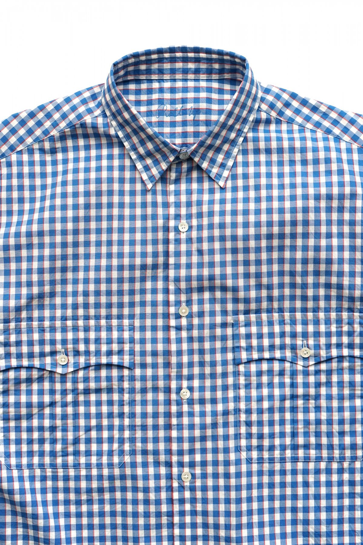 Porter Classic - ROLL UP TRICOLOR GINGHAM CHECK SHIRT - BLUE