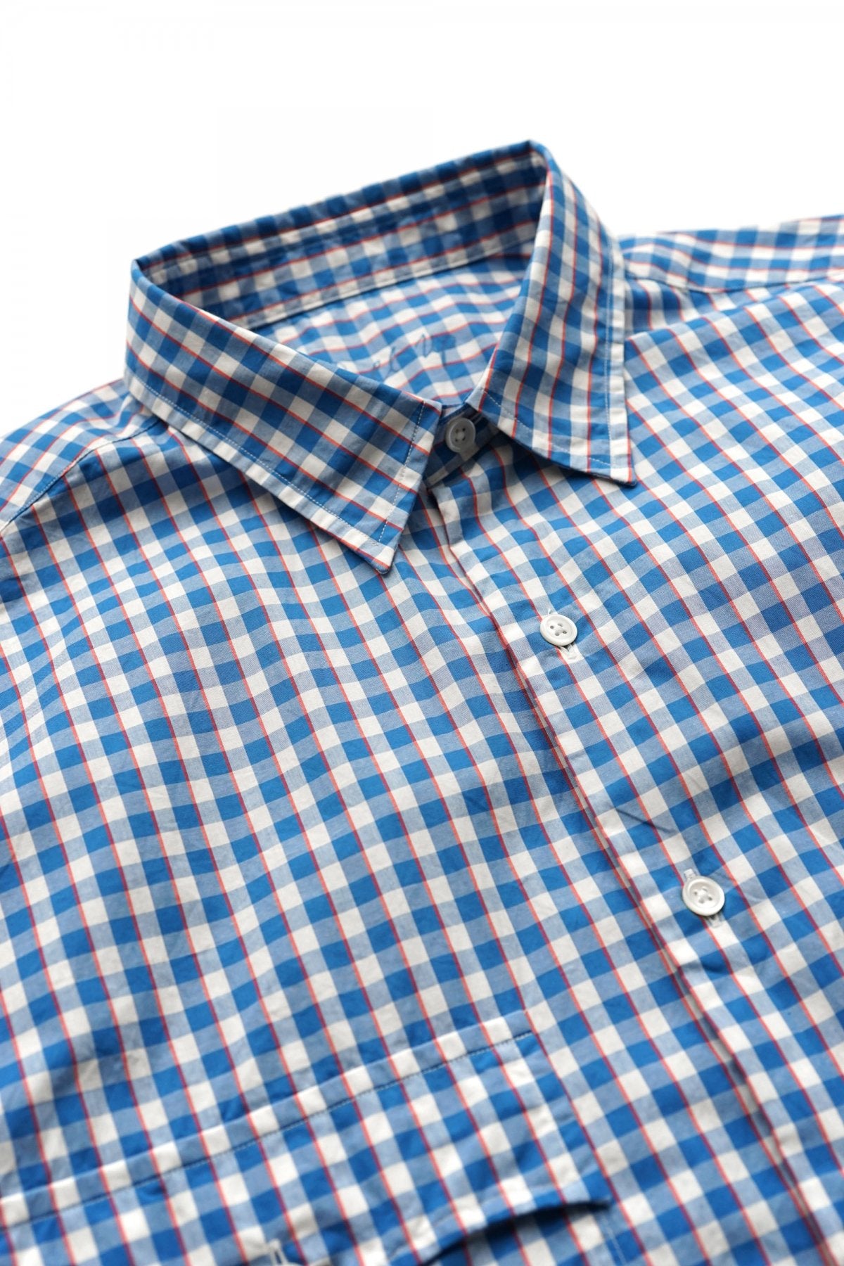 Porter Classic - ROLL UP TRICOLOR GINGHAM CHECK SHIRT - BLUE